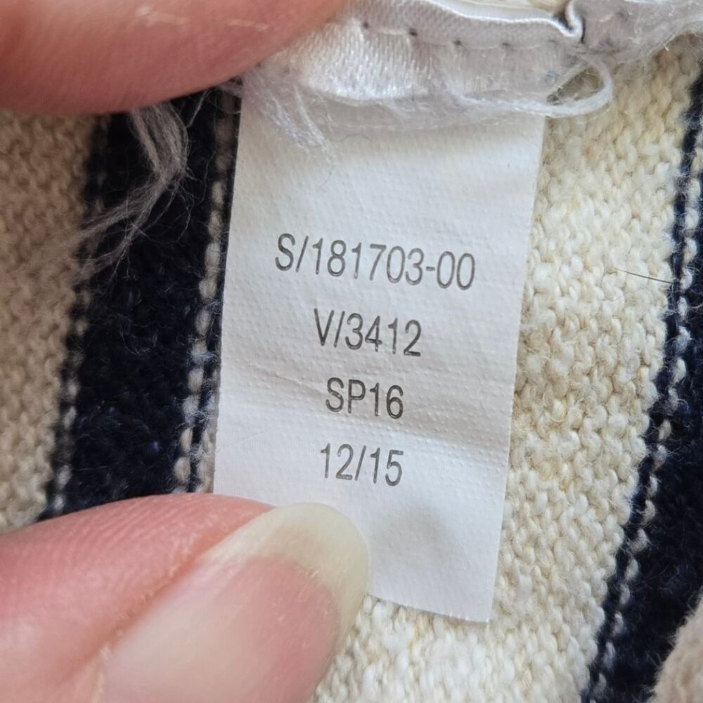 Banana Republic Mens Striped Gray & Cream Crew Neck Sweater Medium - Picture 7 of 7